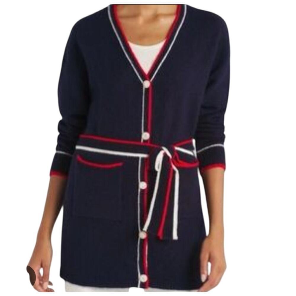Vigoss nautical coastal cardigan Blue Large Old Money yacht Rock Office church